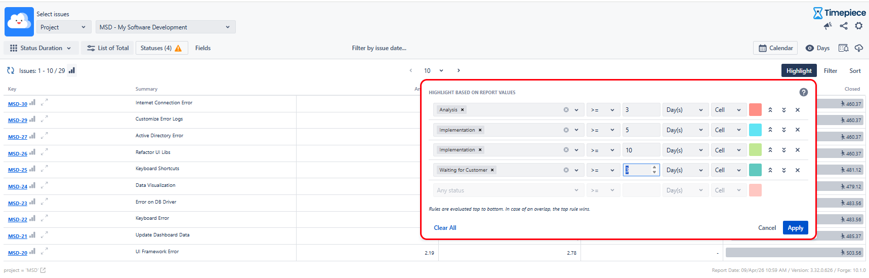 Multiple rules for assigning different meanings to colors
