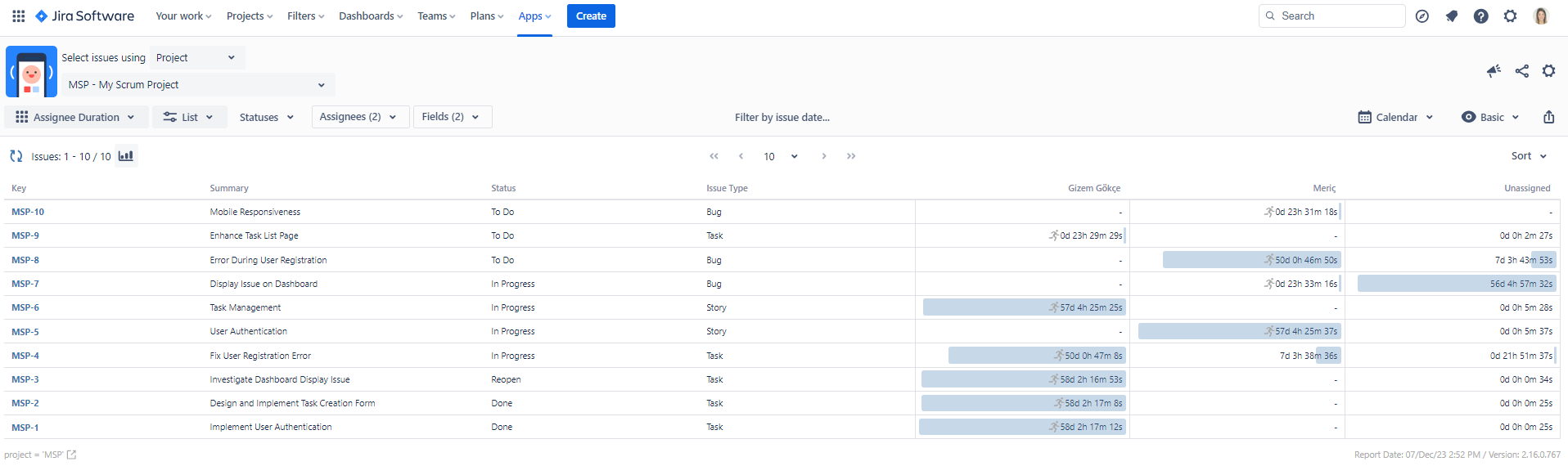 Report Types Assignee Duration.png